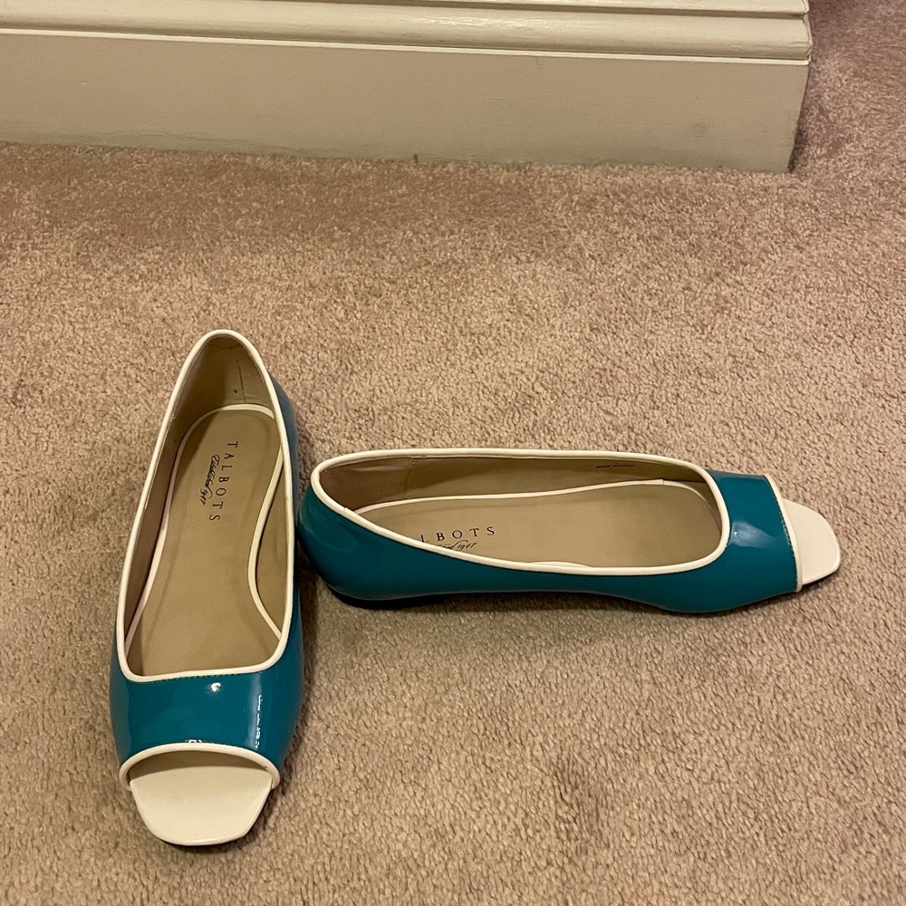 Talbots Teal Peep Toe Flats